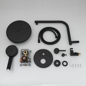 Pommeau de douche pluie à 3 jets à poignée unique noir mat vanne de robinet haute pression haute pression incluse pour accessoires de salle de douche - Product Image 2