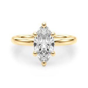 Anillo de compromiso y aniversario de oro amarillo de 14k con diamante de corte marquesa de laboratorio de 2.3 CT, chapado en rodio - Product Image 2