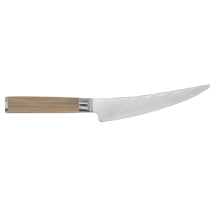 Couteau à désosser et à fileter de 6 pouces en acier Damas, lame courbée, couteau de cuisine pour la préparation de la viande de poisson, avec manche en bois de Pakka blond - Product Image 1