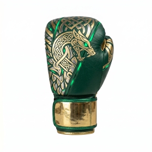 Gants de boxe en cuir à lacets, motif dragon celtique vert or, respirants, pour adultes, MMA, équipement d'entraînement d'arts martiaux personnalisé - Product Image 2