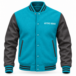 Chaqueta Varsity de Lana 100% Impermeable con Capucha y Logotipo Estampado para Hombre, Cierre de Cremallera, Estilo Casual de Béisbol - Product Image 4