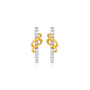 18K Modern <b>Infinity</b> Loop Lab Grown Diamond Hoop <b>Earrings</b> Elegant Minimalist Gold Jewelry for Women Daily Wear Gift - Product Image 1