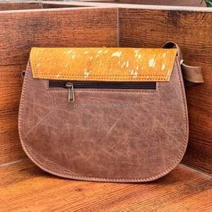 กระเป๋าสะพายข้างหนังแท้แฟชั่นสไตล์ตะวันตกออกแบบได้เองสำหรับผู้หญิงกระเป๋าถือหนังวัวสีทองโลหะ - Product Image 5