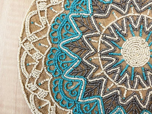 Beaded Handmade Customized Embroidery Luxury Home Wedding Eco-Friendly <b>Table</b> Placemats with Flower Design and Challah <b>Cover</b> - Product Image 5