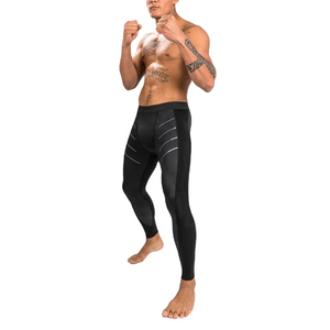 Leggings de Compresión Largos Negros para Hombre, Cintura Elástica, Spandex, Nailon, Diseño Sólido, Ropa Deportiva - Product Image 1