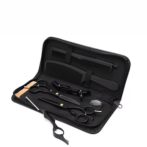 Ciseaux de coiffure professionnels en or rose, acier inoxydable, pour droitiers, avec étui en cuir - Product Image 4