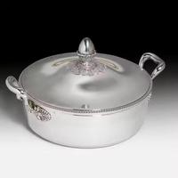 Couvercle de chafing dish de luxe écologique, durable, antiadhésif, en acier inoxydable argenté de 33 cm, avec poignées, pour buffet, casserole, chauffe-plats, traiteur
