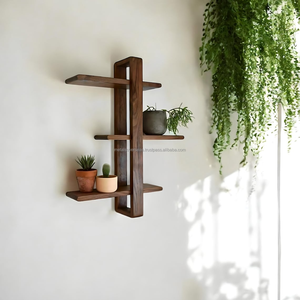 METAL OVERSEAS MOS-412040 Estante de Pared Vertical de Madera de Pino de 3 Niveles, Hecho a Mano, Duradero, de Lujo, Clásico, con Patrón Cuadrado, Ligero - Product Image 1