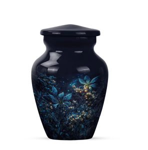 Blue Floral Metal Cremation Urn <b>Memorial</b> <b>Keepsake</b> Vase Adult Ash Cremation Urn - Product Image 5