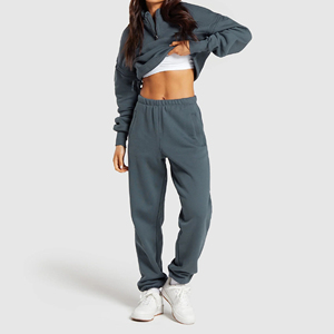 Men's Gray Fleece Sweatpants <b>Elastic</b> <b>Waist</b> Side Pockets Casual Autumn Wear Knitted Midweight Breathable Winter Fleece Jogger - Product Image 3