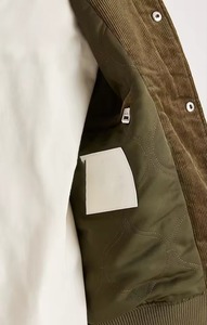 Chaqueta Bomber Larga de Lona Premium para Hombre, Estilo Universitario, Verde, con Botones a Presión en la Parte Delantera, Dobladillo Acanalado, Ropa Casual Urbana, Impermeable y Resistente al Viento - Product Image 5