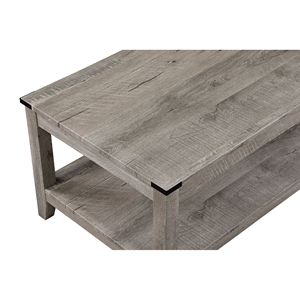 <b>Rustic</b> Gray Brown Wooden Rectangular <b>Coffee</b> <b>Table</b> with Two Matching Square End <b>Tables</b> 3 Piece Cocktail Set for Living Room - Product Image 4