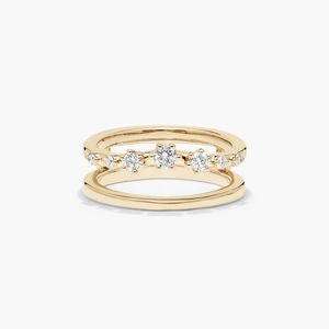 Prong <b>Set</b> Insert Wedding <b>Ring</b> With Round Diamonds In Yellow <b>Gold</b> - Product Image 1