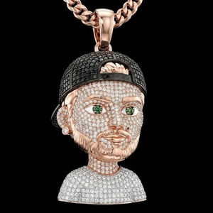 Pendentif Evanex en argent sterling 925 plaqué or rose, serti de moissanite, style hip-hop, unisexe, pour soirée - Product Image 3