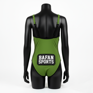 Maillot de bain une pièce pour femme, tissu extensible polyester spandex 200 GSM, vert et noir, logo personnalisé pour maillot de bain femme - Product Image 5