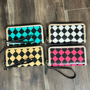 Nueva moda de lujo, duradero, largo, de alta capacidad, a mano, a cuadros, de cuero, carteras de mano, monedero de mano con cremallera personalizado para mujer - Product Image 5