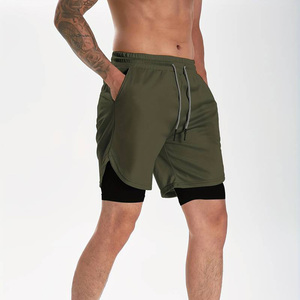 กางเกงวิ่งผู้ชายแบบ 2-in-1 สองชั้น แห้งเร็ว สำหรับออกกำลังกาย ฟิตเนส เทรนนิ่ง กีฬา พร้อมซับในรัดรูปและกระเป๋าซิป - Product Image 3