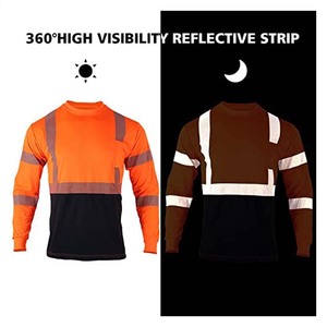 Camiseta de Seguridad Reflectante de Alta Visibilidad, Manga Larga, Dos Tonos, Ropa de Trabajo, Uniforme de Construcción, Camiseta de Seguridad Industrial con Bolsillo - Product Image 6