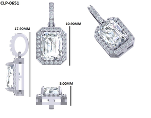 Colgante de Boda con Halo de Diamantes Cultivados en Laboratorio con Corte Esmeralda de 2 TCW, Oro Blanco Sólido de 14k para Joyería Femenina - Product Image 6