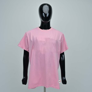 Camiseta de Algodón Rosa para Mujer, Cuello Redondo, Manga Corta, Corte Regular, Color Sólido, Diseño Liso, Estilo Casual, para Diseñar y Agregar Logotipos - Product Image 1