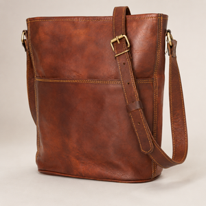 Brown Genuine Leather Crossbody Tote Bag Vintage Shoulder <b>Handbag</b> Adjustable Strap Premium Travel Office Bag for Women Handmade - Product Image 2