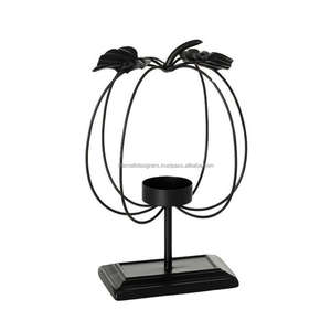 Trending Iron Wire Pumpkin Tea Light Holder Matt Black Color <b>Halloween</b> Decorations Table <b>Top</b> Customized Handmade Candle Holder - Product Image 1