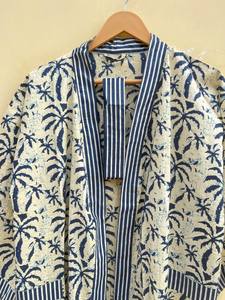 Bata Kimono de Algodón 100% Tejido con Estampado de Dibujos Animados para Mujer, Camisón de Verano Hecho a Mano, Cuello en V, Cintura Elástica, Largo Completo, Suave - Product Image 2