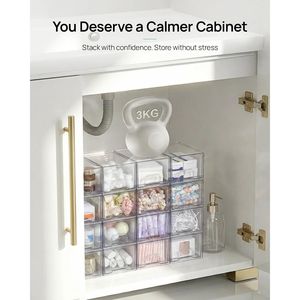 2 Pack Clear Acrylic Stackable Storage <b>Drawers</b> <b>Small</b> Makeup Organizer for Bathroom Vanity & Undersink - Product Image 4