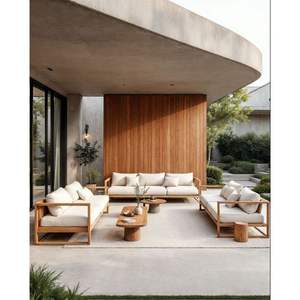 Sofá de patio de teca para exteriores, hecho en Indonesia, muebles de madera maciza - Product Image 1