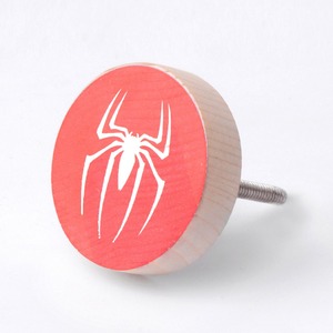 Poignées de tiroir pour enfants en bois de pin contemporain faites à la main, durables, Spiderman, poignées de commode, forme ronde rouge, installation facile - Product Image 6