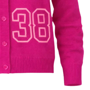 Pink Embroidered Cardigan Women 1938 Graphic Knit Sweater Button Front Fashion Outerwear Casual Long Sleeve Warm Layer Clothing - Product Image 5
