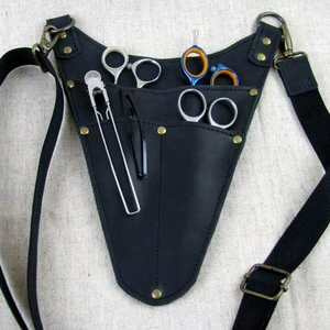 Retro Genuine Leather Barber Scissor Case Professional Hairdressing Tool Bag Holster With Adjustable Strap LBSH-0013 - Product Image 1
