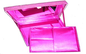 <b>Pink</b> Rectangular Polyester Eco-Friendly Embroidered Purse Mirror Tray Insert Flower Theme Christmas Decoration Silk Foundation - Product Image 4