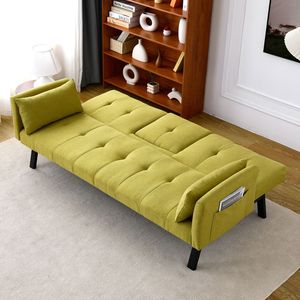 Divano Letto Multifunzionale in Cotone e Lino da 70 Pollici con Design Pieghevole, Portabicchieri e Vano Laterale per Trasformare Istantaneamente il Soggiorno - Product Image 4