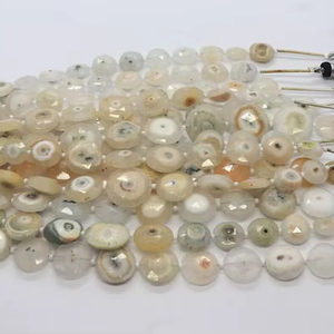 Perles fantaisie en quartz solaire naturel, facettées des deux côtés, forme de pièce de monnaie, 12-14 mm, perles de pierres précieuses en quartz solaire pour la création de bijoux - Product Image 1