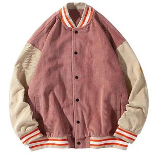 Chaqueta Varsity de Lana Rosa para Hombre, Transpirable, con Exterior de Poliéster/Algodón en las Mangas, Cuello y Puños a Rayas, Corte Regular, Informal para Invierno - Product Image 1