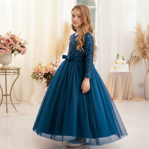 Exclusivo Vestido de Princesa Morpichh de Terciopelo con Lentejuelas Bordadas y Cuello en V para Niñas, Vestido de Fiesta Infantil, Venta al Por Mayor, OEM, ODM - Product Image 6