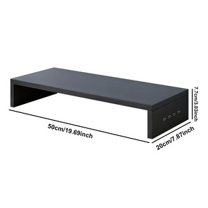 Italian Black White Floating Shelf Monitor <b>Stand</b> for <b>Desktop</b> Indoor Use with Easy Assembly - Product Image 2