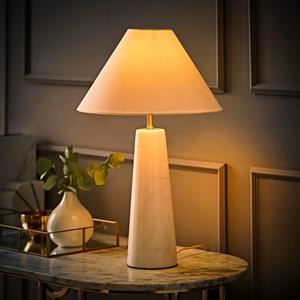 Lampe de table moderne en marbre avec abat-jour en tissu noir de style Empire, design minimaliste pour chambre à coucher et salon - Product Image 2