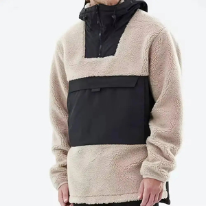 Sweat-shirt à capuche en polaire sherpa pour homme, coupe oversize, coupe-vent, color block, décontracté, pour l'hiver - Product Image 4