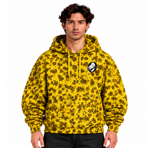 Mustard <b>Leopard</b> <b>Print</b> <b>Hoodie</b> Oversized Pullover Streetwear Sweatshirt Heavyweight Fleece Drawstring Pocket Winter Casual Top - Product Image 1