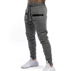 Private Label Grey Gym Joggers Horizontal Zip Pocket <b>Men</b> Tight Fit Running Sweatpants Premium Sportswear Track Pants Bulk - Product Image 2