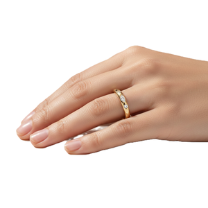 Bague de mariage minimaliste en diamant de laboratoire taille marquise et ronde, sertie clos, en or massif 14K 18K, magnifique et délicate - Product Image 5