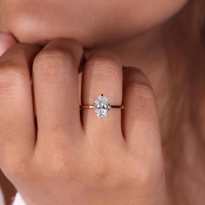 Anillo de Compromiso con Diamante Ovalado Cultivado en Laboratorio, Oro Sólido de 14K, Montura de Lujo Tipo Compás, Certificado IGI, 2 CT - Product Image 4
