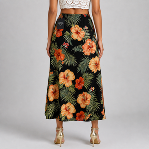 Falda Maxi Hawaiana Personalizada para Mujer, Otoño, Estampado Floral Tropical, Estilo Playero, Casual, Ligera, 100% Algodón, Venta al Por Mayor - Product Image 2