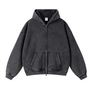 Men's Regular Fit <b>Zip</b>-Up <b>Hoodie</b> Solid Color Casual Streetwear <b>Pocket</b> Fleece 100% Cotton Eco-Friendly 360g Winter Wear - Product Image 5