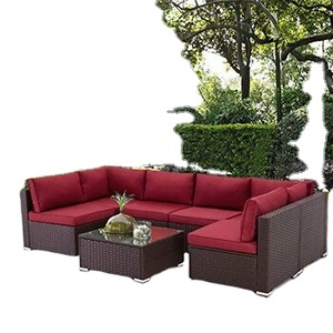 Juego de sofás de muebles de jardín modernos con/muebles de jardín de ratán de alto rendimiento, venta de vidrio de mimbre polivinílico de moda para exteriores DL - Product Image 4