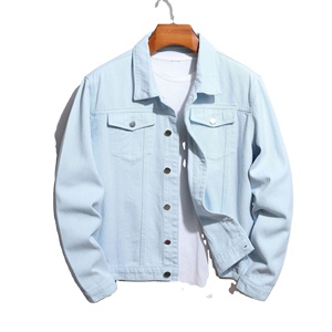 Veste en jean élégante pour homme, couleur unie, haute qualité, grandes tailles, manteaux décontractés d'hiver, 100% coton respirant, service OEM, fermeture avant - Product Image 1