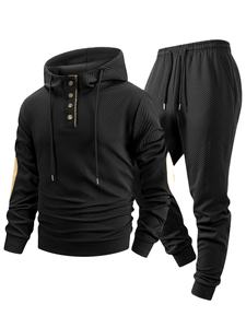 Ensemble de survêtement décontracté pour homme automne-hiver, jogging en plein air, sweat-shirt et pantalon 2 pièces avec capuche - Product Image 4