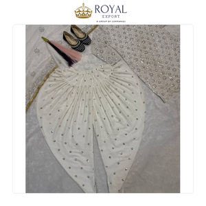 Vente en gros de costumes Dhoti Salwar en pur faux georgette de haute qualité pour femmes, parfaits pour les mariages et les occasions festives - Product Image 6